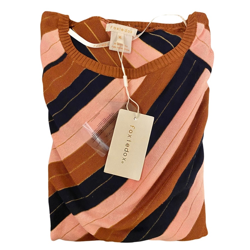 Foxiedox Nina Multi Metallic Striped Crop Sweater